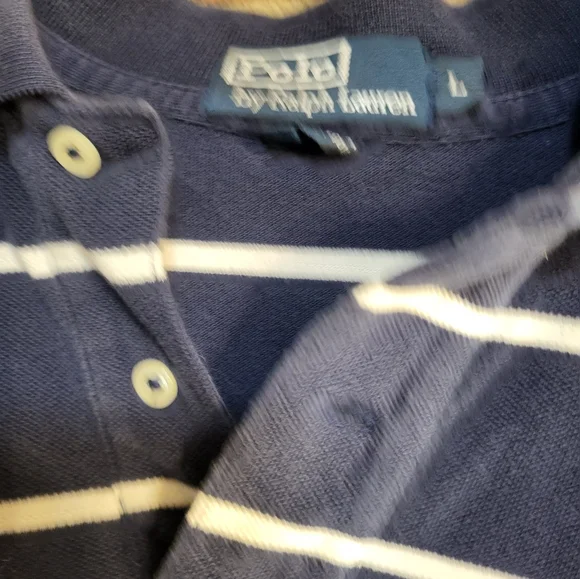 Polo Ralph Lauren Polo Shirt Mens L Blue Striped Short Sleeves Collared - Picture 4 of 6